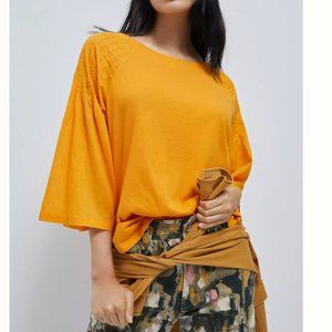 NWOT anthropologie charlotte pintucked top in honey yellow